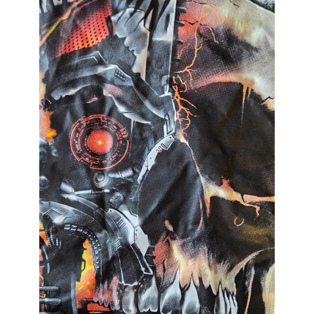 Men's 2XL Black Graphic T-Shirt – Cyborg Skull / Tech Skull Design – 100% Cotton - Picture 7 of 7